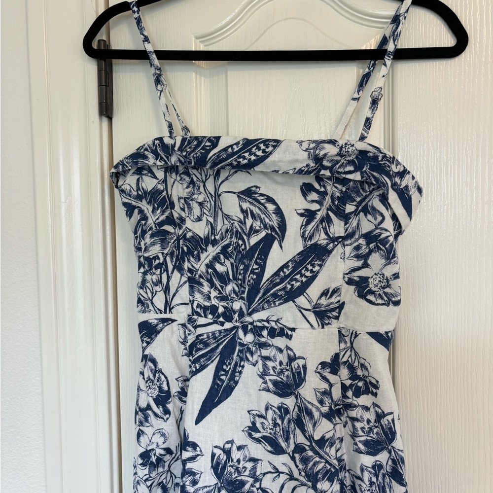 Abercrombie & Fitch Strapless Linen-Blend Midi Dress